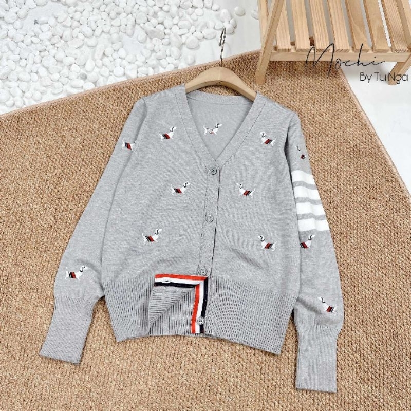 Áo cadigan len cún thêu sọc tay  hàng QC