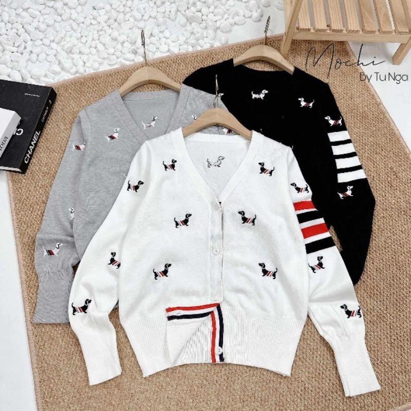 Áo cadigan len cún thêu sọc tay  hàng QC