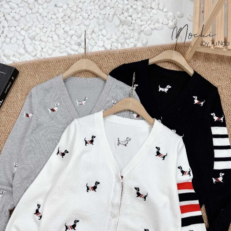 Áo cadigan len cún thêu sọc tay  hàng QC