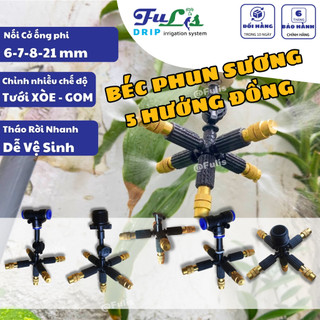 Béc PHUN SƯƠNG 5 HƯỚNG ĐỒNG có chống rỉ (van áp) kèm chân ren 21 Giá Rẻ CHÍNH HÃNG - Fulis