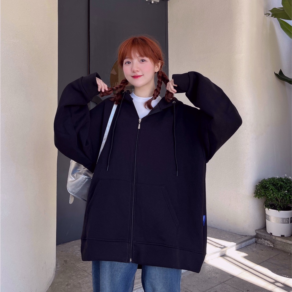 Áo Hoodie Zip Thêu Chữ Basic Nỉ Bông Cotton 100% Unisex LocalBrand.studio