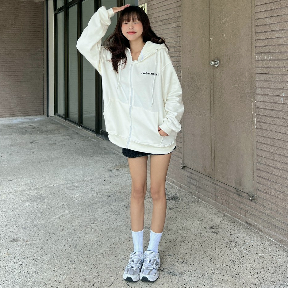 Áo Hoodie Zip Thêu Chữ Basic Nỉ Bông Cotton 100% Unisex LocalBrand.studio
