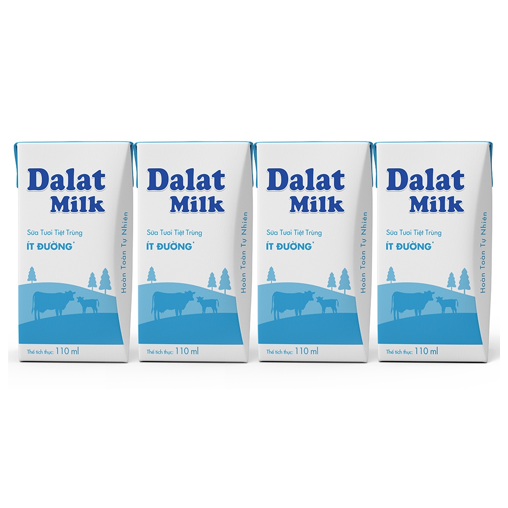 Sữa tươi TT Dalat Milk ít đường 110ml*4