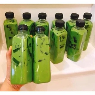 Chai nhựa PET vuông 350ml, 500ml, chai nhựa dùng 1 lần, chai nhựa đựng trà sữa