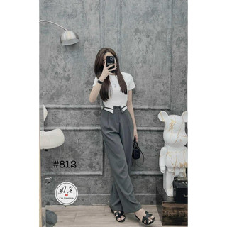 Quần ống rộng cạp cao dày dặn dáng đứng cao cấp - Quần suông công sở lưng cao cạp cổ áo cá tính