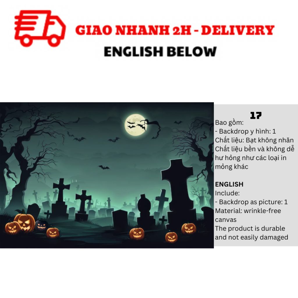 Backdrop Trang Trí Tiệc Halloween - Halloween Backdrop BBHL23