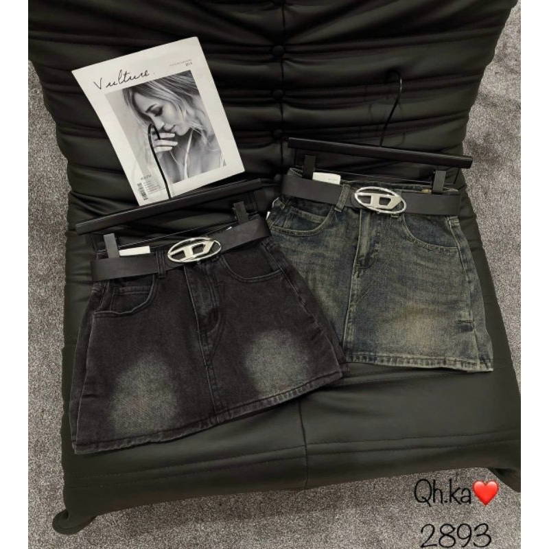 Chân váy jeans kèm đai hàng QCL1