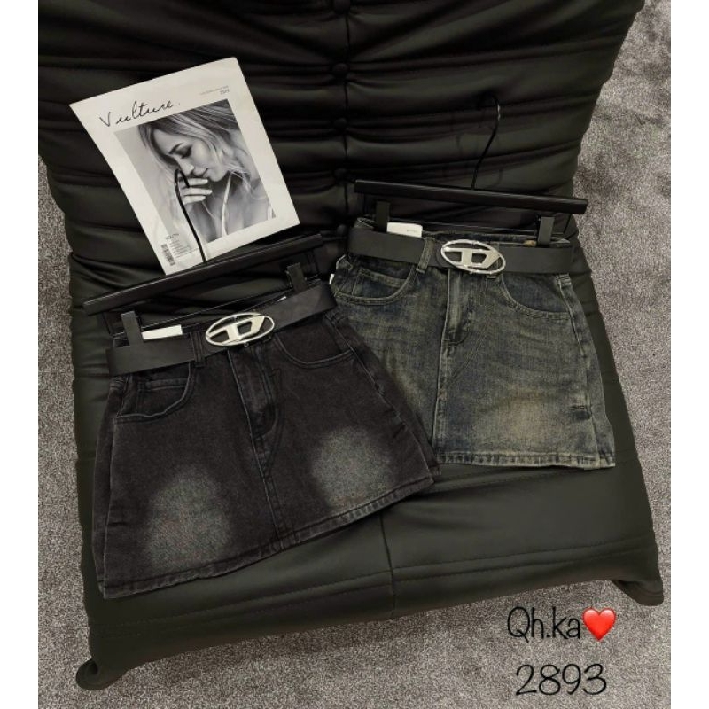 Chân váy jeans kèm đai hàng QCL1