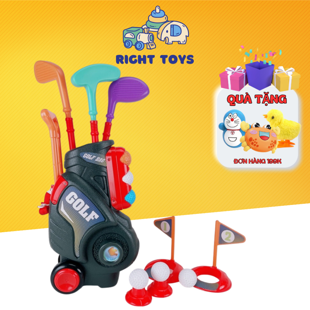 Đồ Chơi Bộ Gậy Golf Mini Bằng Nhựa Cao Cấp Có Thể Đeo Và Kéo Dành Cho Các Bé