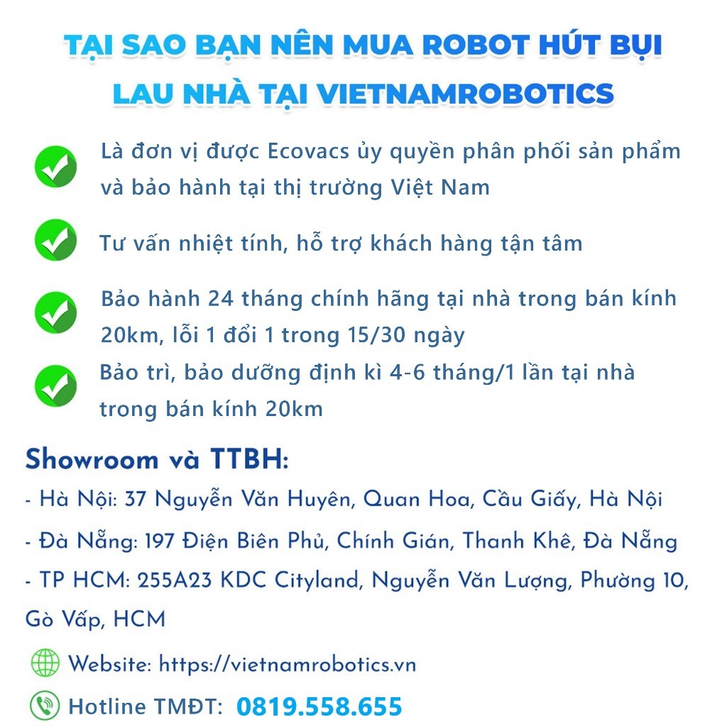 Robot hút bụi lau nhà Ecovacs Deebot T9 - Trắng Bản Quốc tế - App Tiếng Việt, hàng chính hãng full VAT