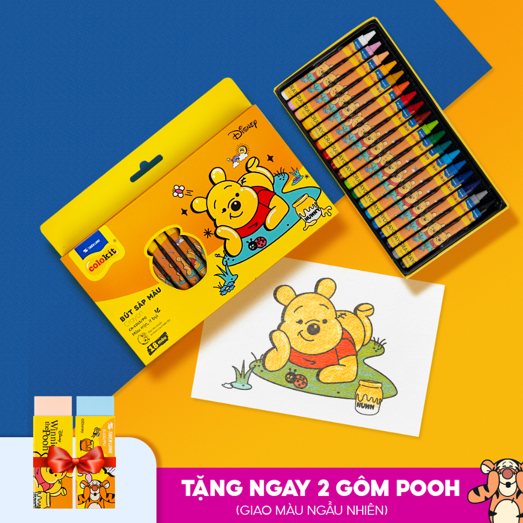 Bút sáp 18 màu Disney Pooh Thiên Long Colokit CR-C013/PO