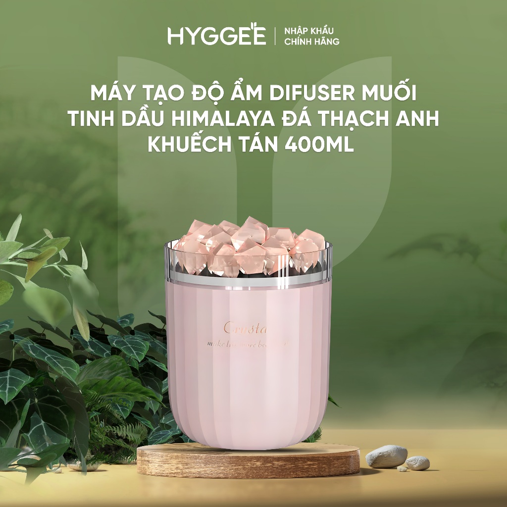 Máy Tạo Độ Ẩm Khuếch Tán Tinh Dầu Có Đèn LED và Muối Himalaya Thoáng Mát Sương Tạo Độ Ẩm