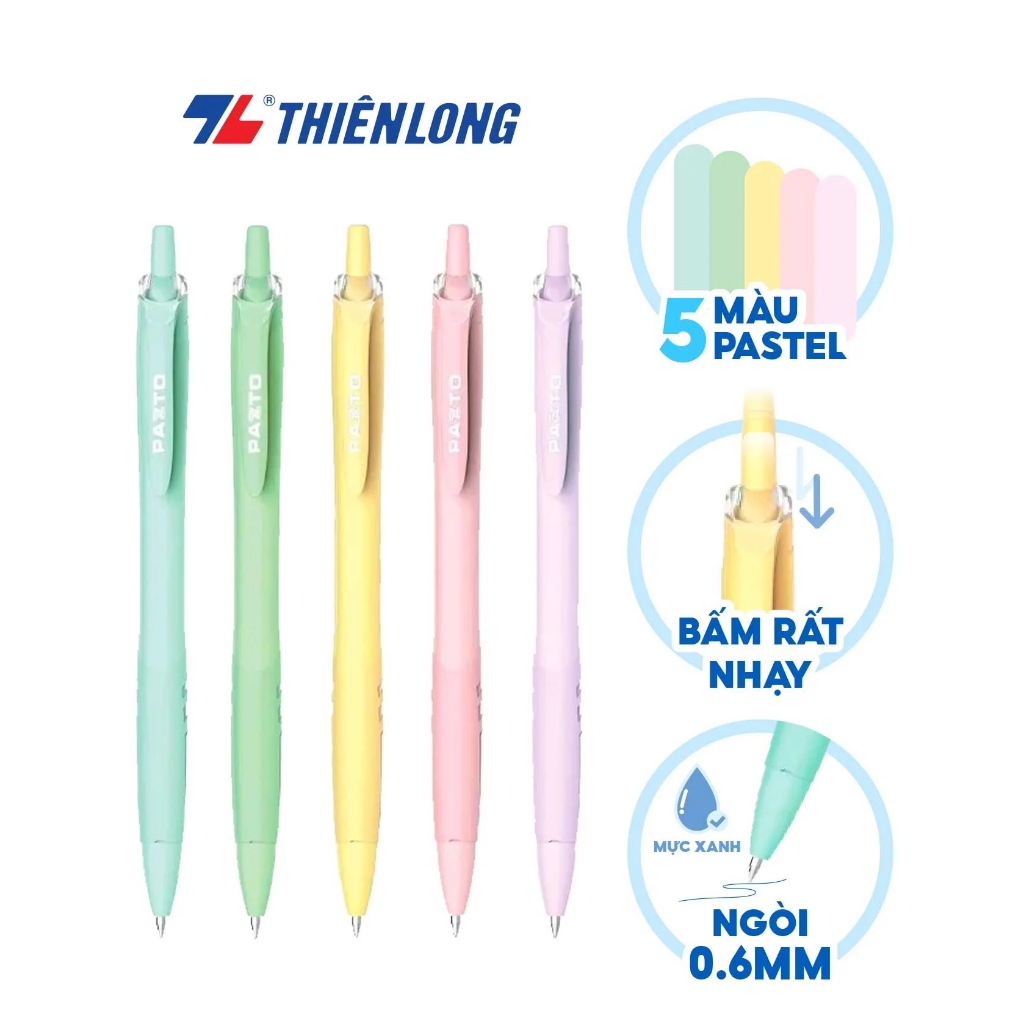 Bút gel B màu Pastel Thiên Long Pazto GEL-B015 - Mực xanh