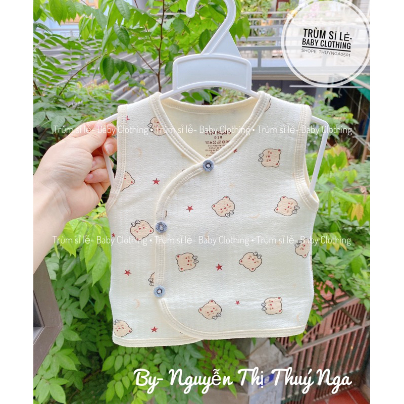HN kid- Áo gile trần bông dễ thương dày mềm ấm cho bé sơ sinh