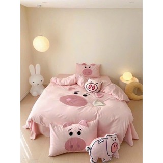 Combo 2 bộ chăn ga gối mẫu cotton lợn hồng và nỉ nhung sóc nâu, thêm 1 gối ôm theo yêu cầu của khách