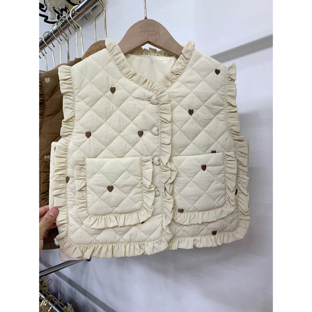 Áo gile phao cho bé AMBB KIDS, áo khoác phao ba lỗ cho bé gái từ 3 đến 8 tuổi hàng cao cấp mã 8177+8159