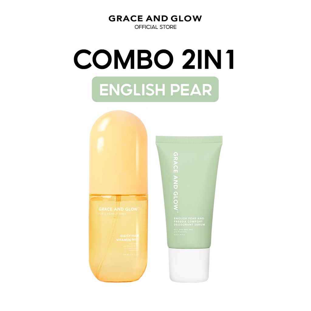 Combo 2in1 Lăn khử mùi và xịt tóc English Pear Grace and Glow 100ml + 50ml