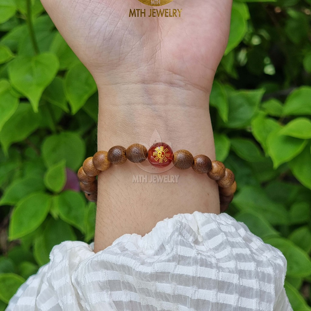 Vòng tay trầm hương Tròn Đơn/108 Hạt MTH JEWELRY BÁT QUÁI màu theo mệnh | Trầm Tốc Việt Size 8/10/12mm