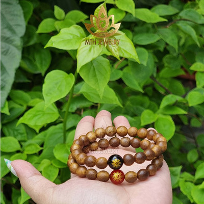 Vòng Tay Trầm Hương Tròn Đơn/108 Hạt Trầm Tốc Việt Mix Charm Bát Quái Theo Mệnh - Mộc Trầm Hương MTH