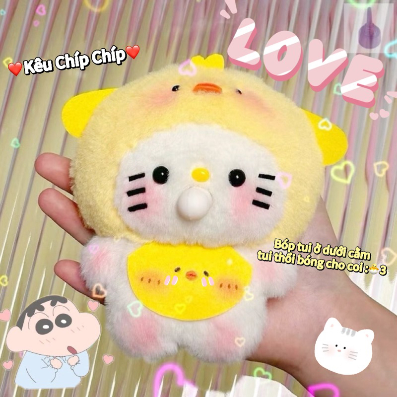 🎀  🍓Gấu Nhồi Bông Hello Kitty Thổi Bong Bóng Dễ Thương🎀