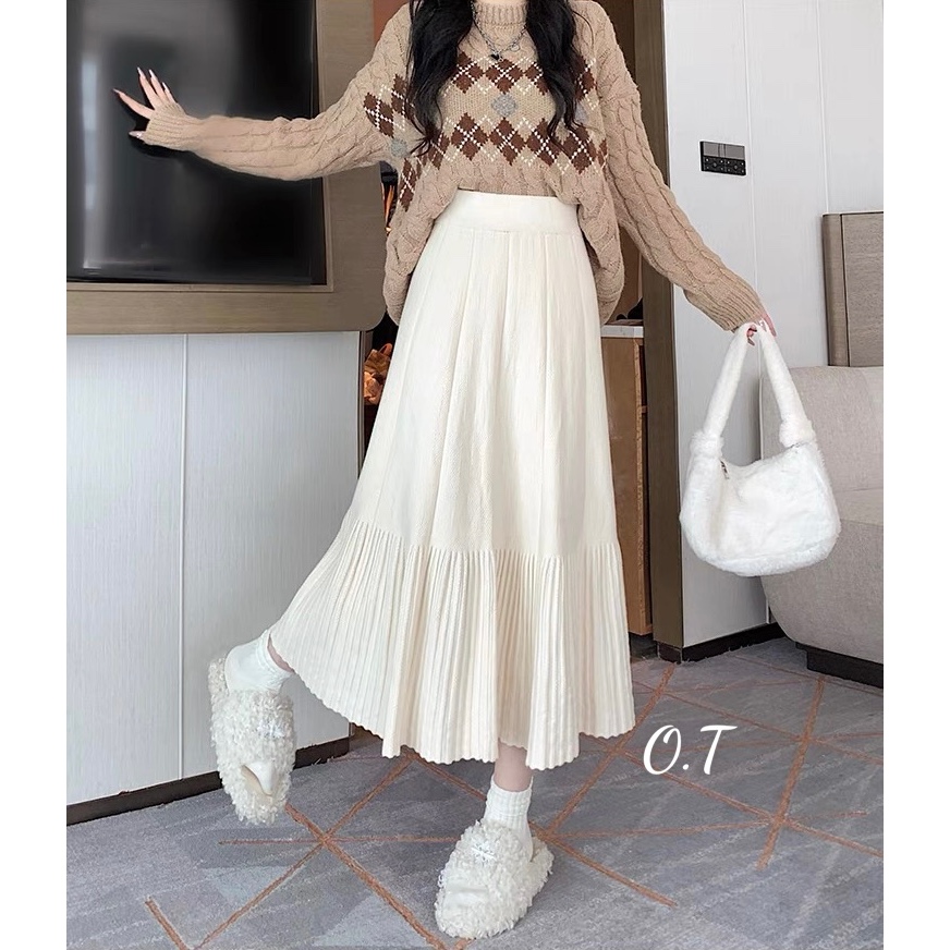 Chân váy len xoè đuôi cá new hàng QC freesize