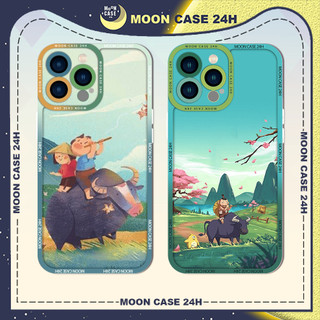 Ốp lưng iphone MOON CASE 24H Hình Cưỡi Trâu Ngoài Đồng ip 8/x/xs/xsmax/11/12/13/14pro/plus/promax