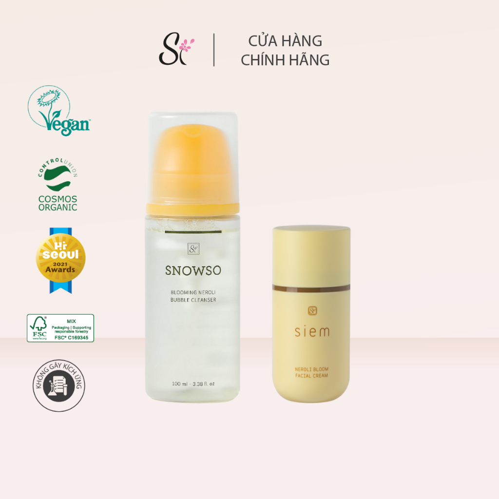 Combo For Him Sữa Rửa Mặt Si Snowso 100ml Và Kem Dưỡng Sáng Da Siem 50ml