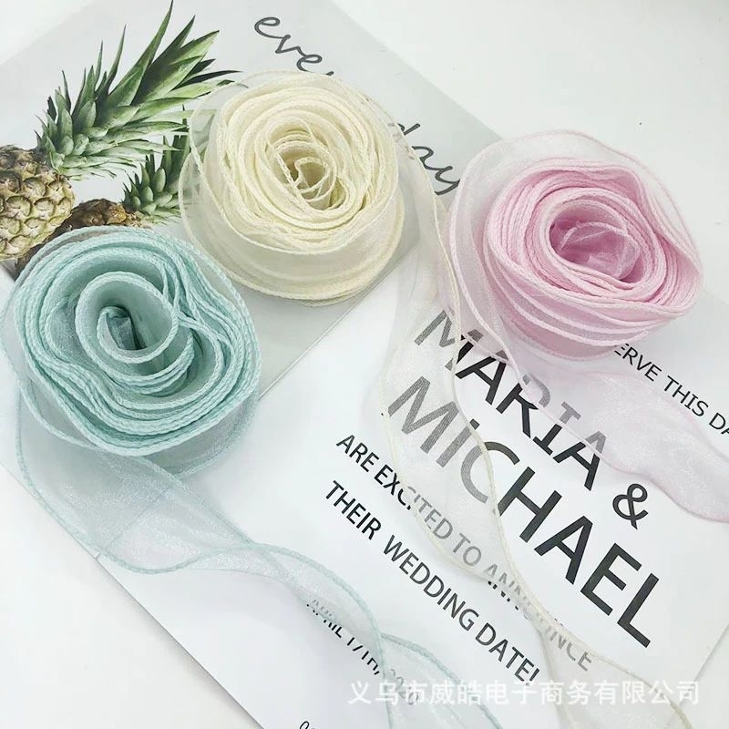 Ruy băng voan sóng 4cm về đủ màu