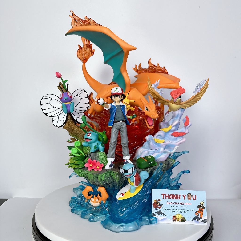 Mô hình Satoshi và Các Pokemon Siêu To  41CM Có Led, Figure Pokemon - Mô Hình Pokemon OngchumohinhMH518