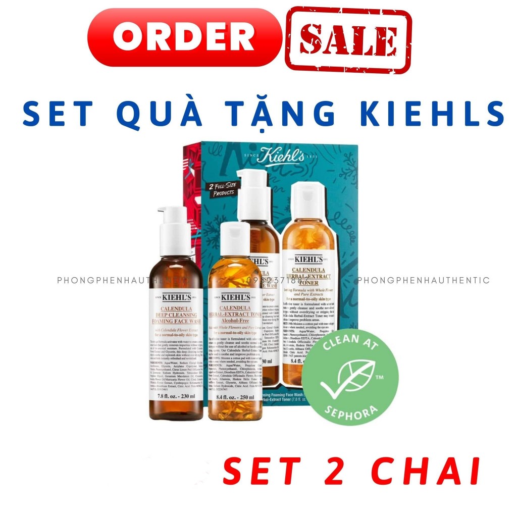 SET SỮA RỬA MẶT + TONER HOA CÚC KIEHL'S CALENDULA CLEANSING- TONER