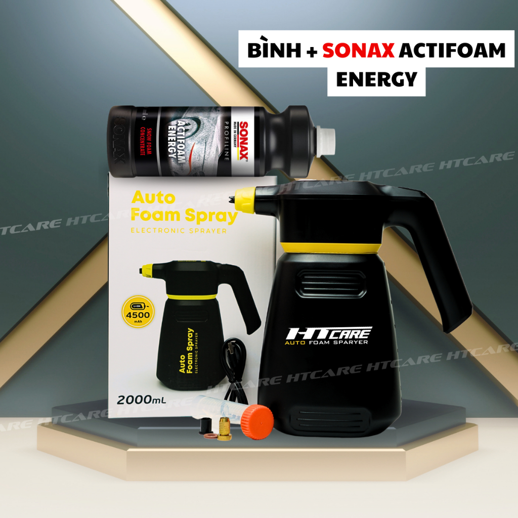 Bình Xịt Bọt Tuyết dùng PIN Cao Cấp, TỰ ĐỘNG dành cho Ô Tô & Xe Máy rửa xe tại Nhà