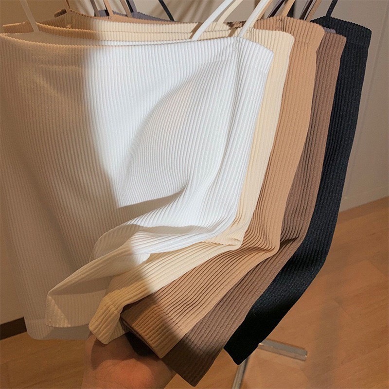 Áo ngực nữ Vanvene BR1880, bra 2 dây quây chất thun gân tăm co giãn dáng dài có mút đệm lót tone màu pastel