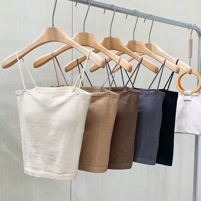 Áo ngực nữ Vanvene BR1880, bra 2 dây quây chất thun gân tăm co giãn dáng dài có mút đệm lót tone màu pastel