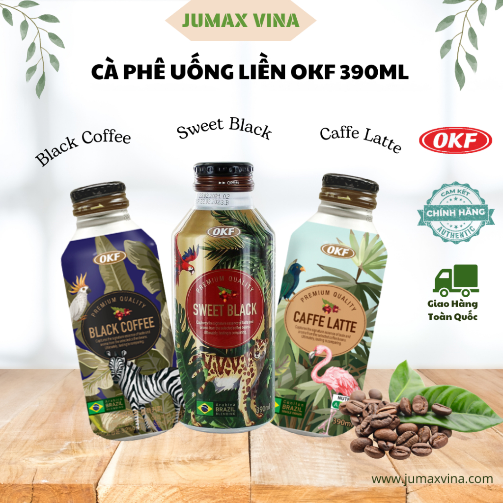 CÀ PHÊ UỐNG LIỀN OKF 3 HƯƠNG VỊ 390ML