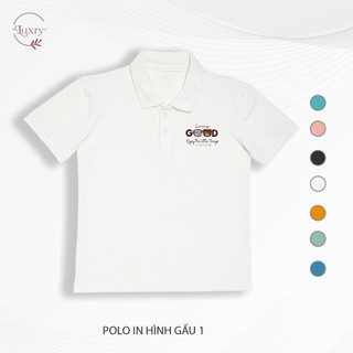 Áo polo cho bé in hình gấu đáng yêu chất vải mát mẻ thương hiệu Luxry