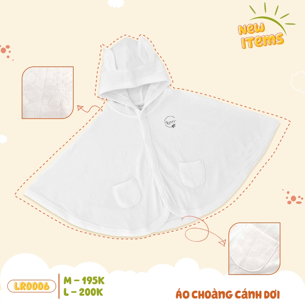 Áo choàng cánh dơi cho bé thương hiệu Luxry từ vải sợi tre 2 lớp với tai thỏ siêu đáng yêu từ 5 đến 20 kg