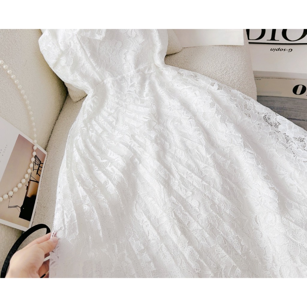 VÁY REN VINTAGE 2 DÂY PHỐI VẠT XẾP LY XÉO 101023