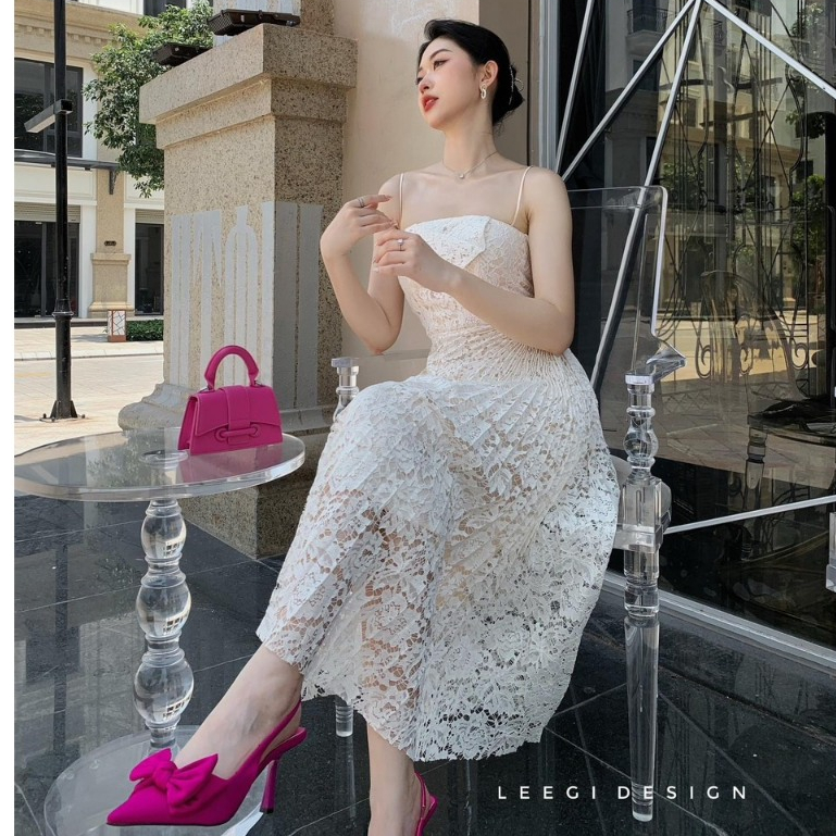 VÁY REN VINTAGE 2 DÂY PHỐI VẠT XẾP LY XÉO 101023