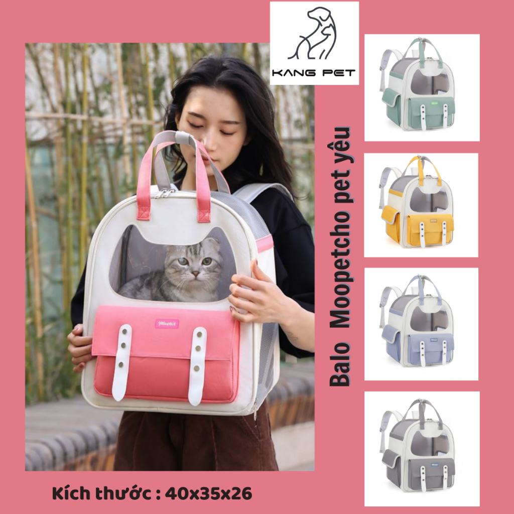 Balo mèo chó YB Pet màu sắc xanh lá, xanh dương, xám, vàng,hồng.tím dễ di chuyển KANG PET PW0018