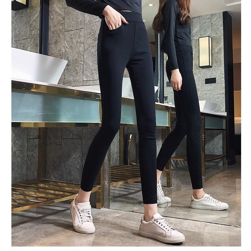 Quần legging nữ cạp cao có túi chất liệu umi co giãn 4 chiều - Loza LQ103200