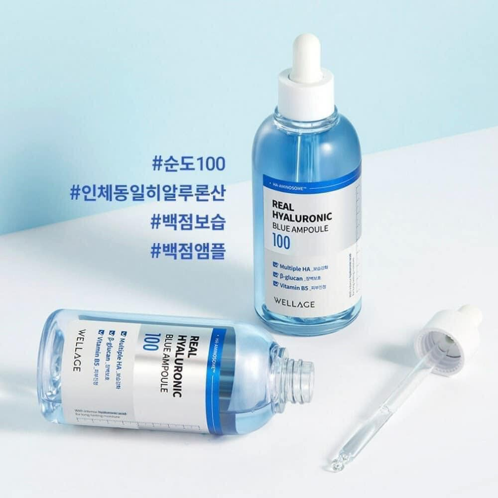 Serum Cấp Ẩm Wellage HA Real Hyaluronic Blue 100 Ampoule 75ml