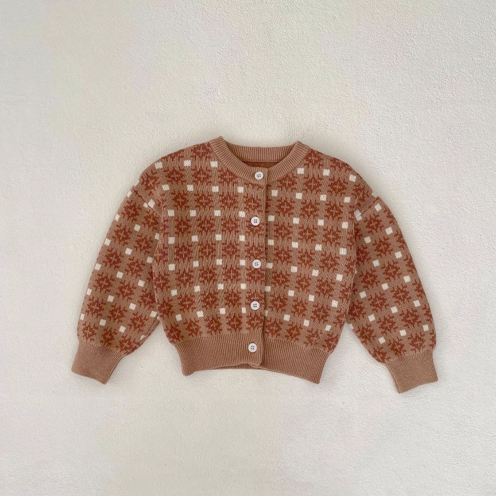 Set đồ len Nâu thắt nơ cho bé gái