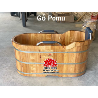 Bồn tắm gỗ Pomu bo viền tay vịn, bồn tắm gỗ