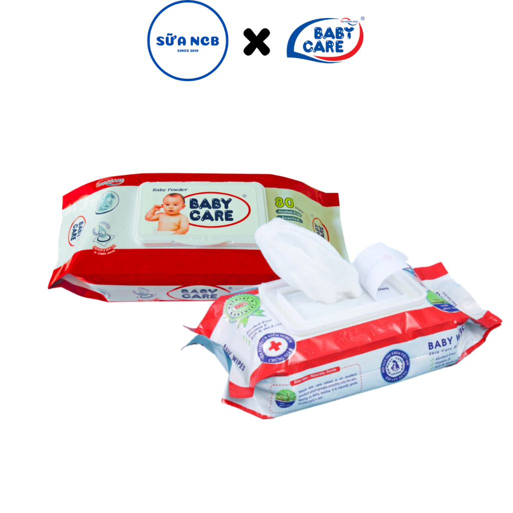 Khăn giấy ướt BabyCare, BabyWipes - Mềm mịn, Không mùi - Gói x 80 tờ