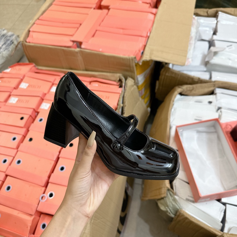 MÃ 313-4 GIẦY CAO GÓT NỮ MARY JANE DA BÓNG QUAI NGANG CÚC