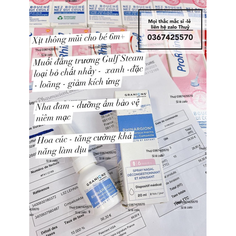 Xịt mũi Granions Rhinargion  Mũi đặc xanh - VM - Cho bé trên 6m và người lớn