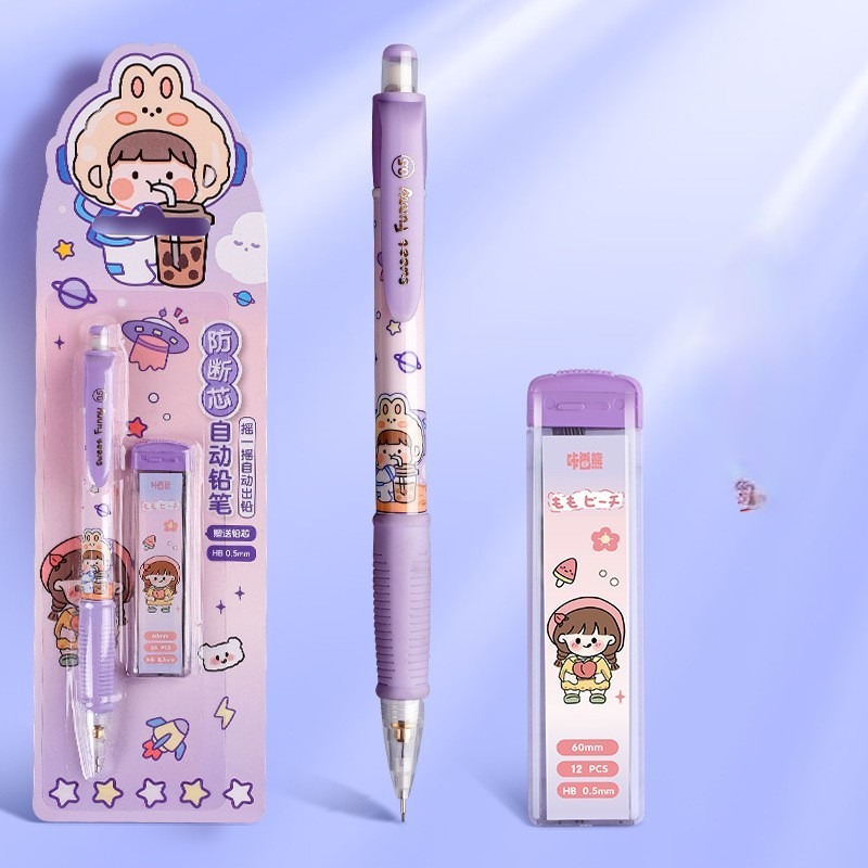 Set Bút Chì Kim KOLANO Bút Chì Bấm Hình Hoạt Hình Có Đầu Tẩy Tiện Lợi Ngòi 0.5mm Tặng Kèm Hộp Chì- KLN 001472