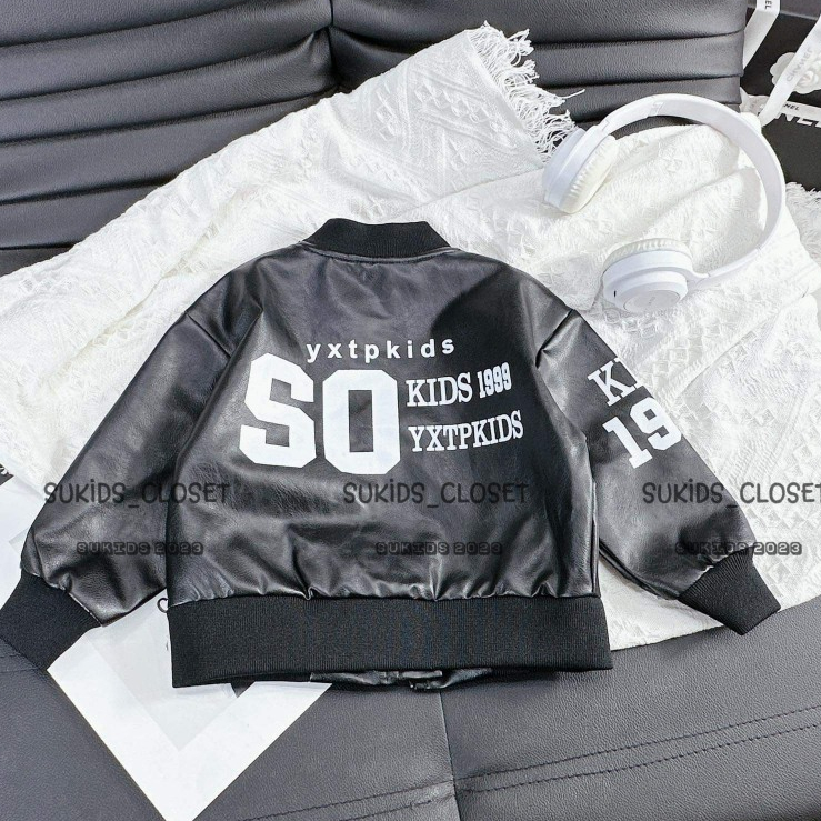 Áo Khoác Da Bomber Cho Bé Trai Bé Gái WOWKIDS Chất Da Mềm In Chữ Cá Tính Phù Hợp Cho Bé Đi Học Đi Chơi