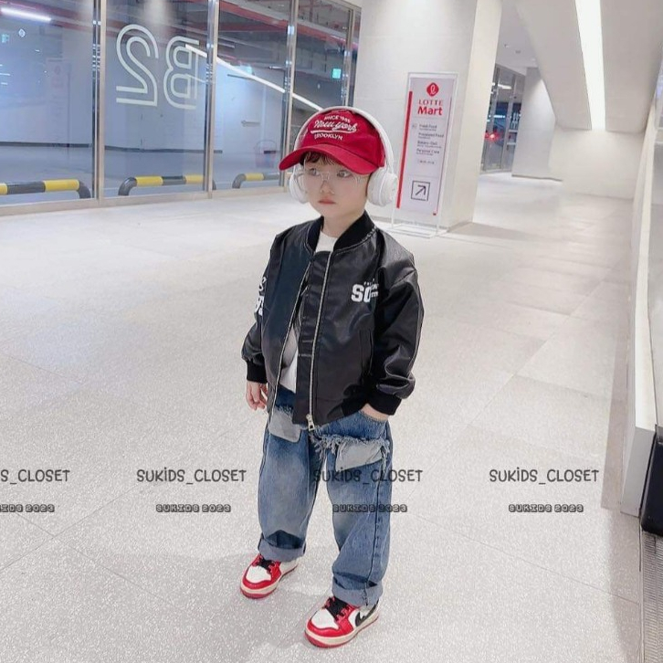 Áo Khoác Da Bomber Cho Bé Trai Bé Gái WOWKIDS Chất Da Mềm In Chữ Cá Tính Phù Hợp Cho Bé Đi Học Đi Chơi