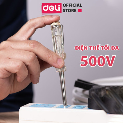 Bút Thử Điện 100-500V Deli Chính Hãng - Nhỏ Gọn, Tiện Lợi, An Toàn Sử Dụng Đo Các Nguồn Điện Trong Gia Đình, Văn Phòng